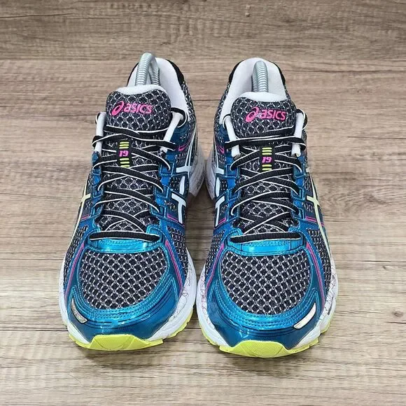 Asics Gel Kayano 19 Women's Size 9.5 Blue Black White Running Shoes (T392N) - Picture 2 of 9